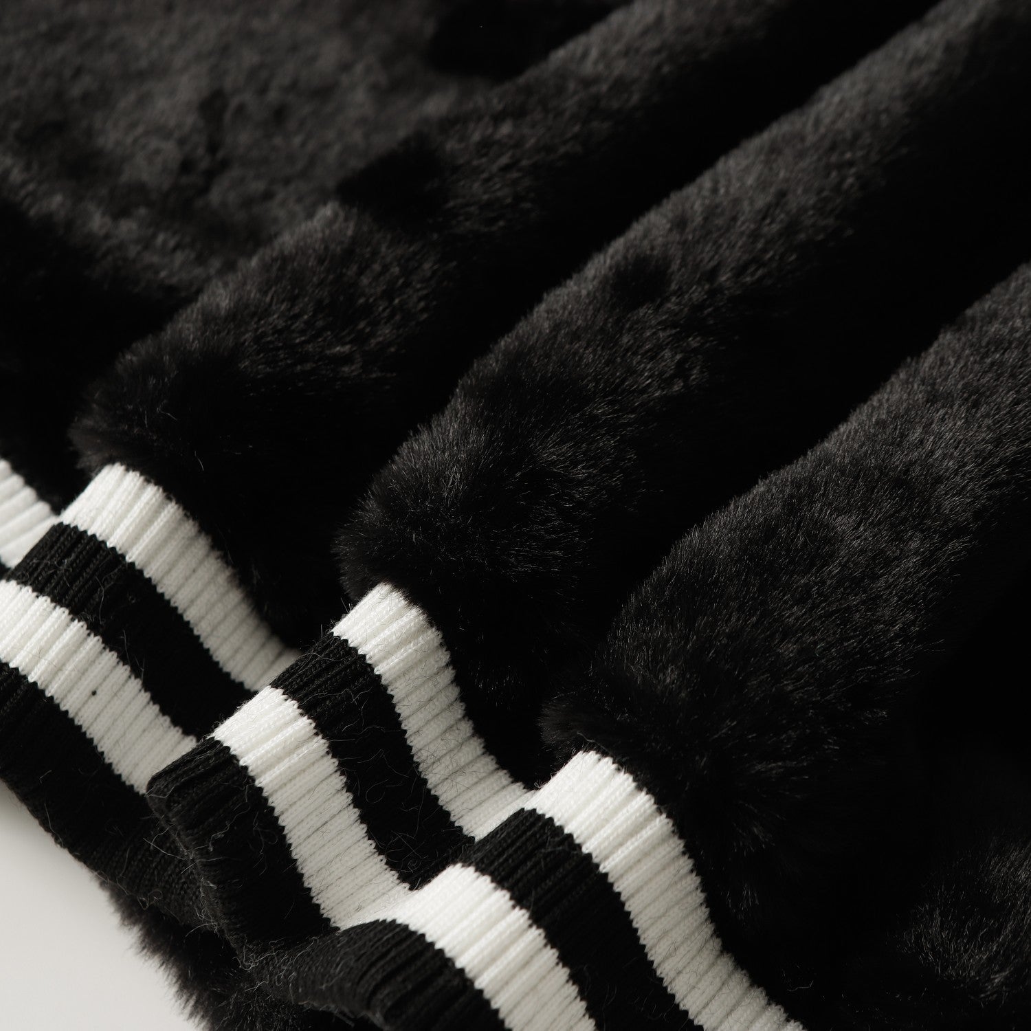 Faux Fur Cross Varsity Jacket - Black White Gothic Streetwear 035