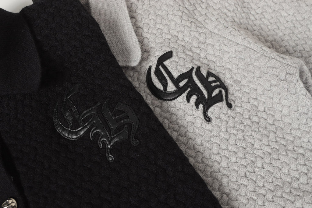 Gothic Cross Knit Cardigan - Black Grey Streetwear Jacket 904