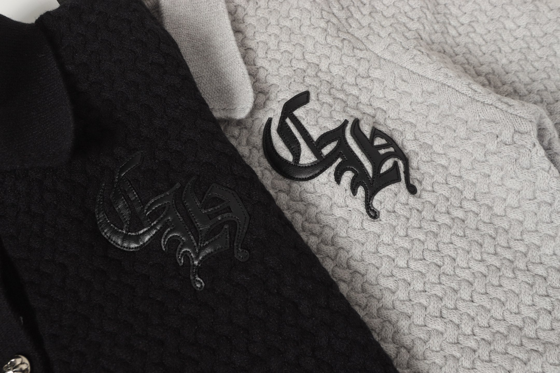 Gothic Cross Knit Cardigan - Black Grey Streetwear Jacket 904